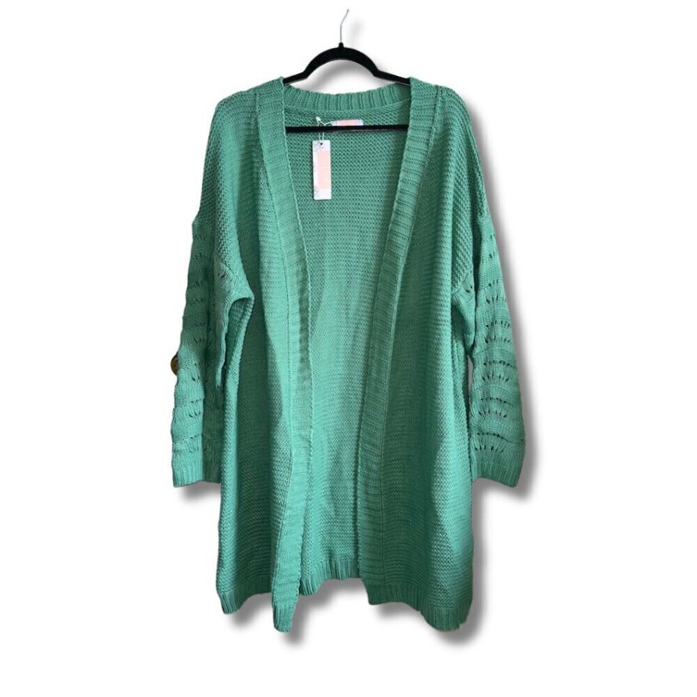 Green Knit Long Cardigan